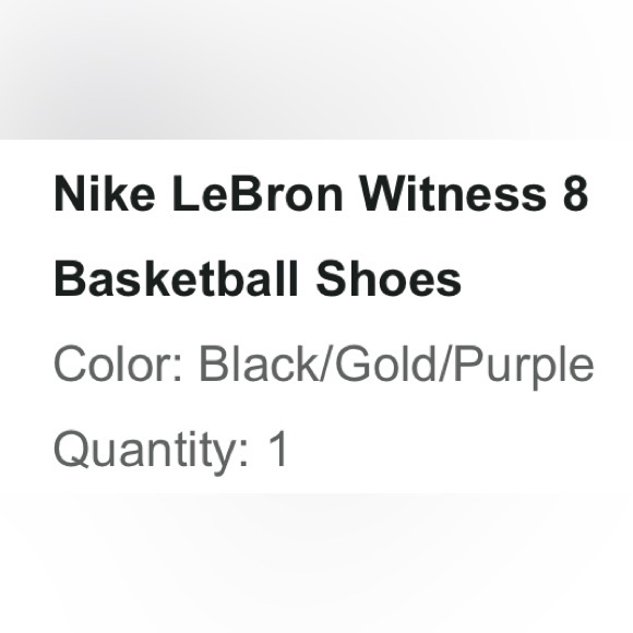 Nike LeBron Witness 8 Basketball Shoes
Color: Black/Gold/Purple
Quantity: 1 - Picture 2 of 11